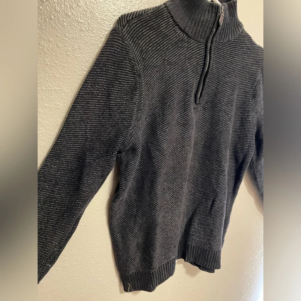 Covington Black Quarter Zip Mock Neck Sweater Men’s Medium Ribbed Pullover Knit